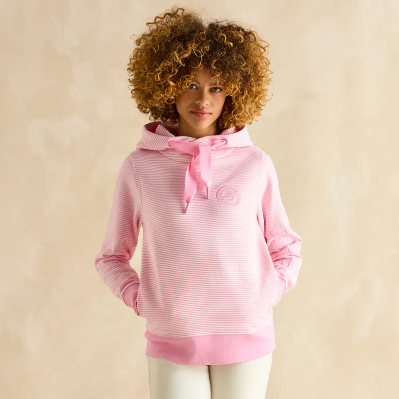 Joules Ladies Rushton Cowl Neck Hoodie - Pink Stripe-1