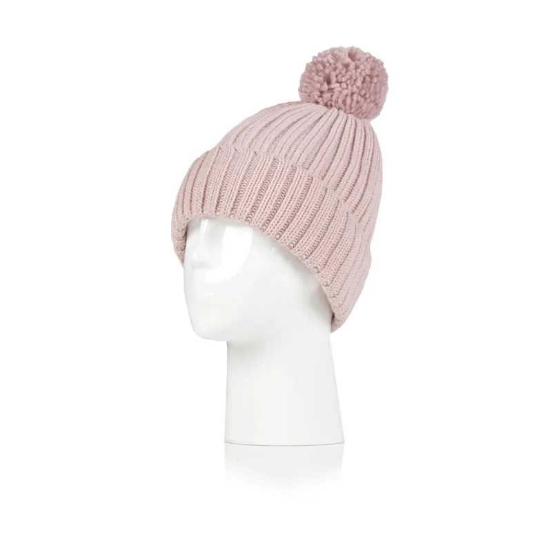 Heat Holders Ladies Arden Ribbed Pom Hat - Dusky Pink