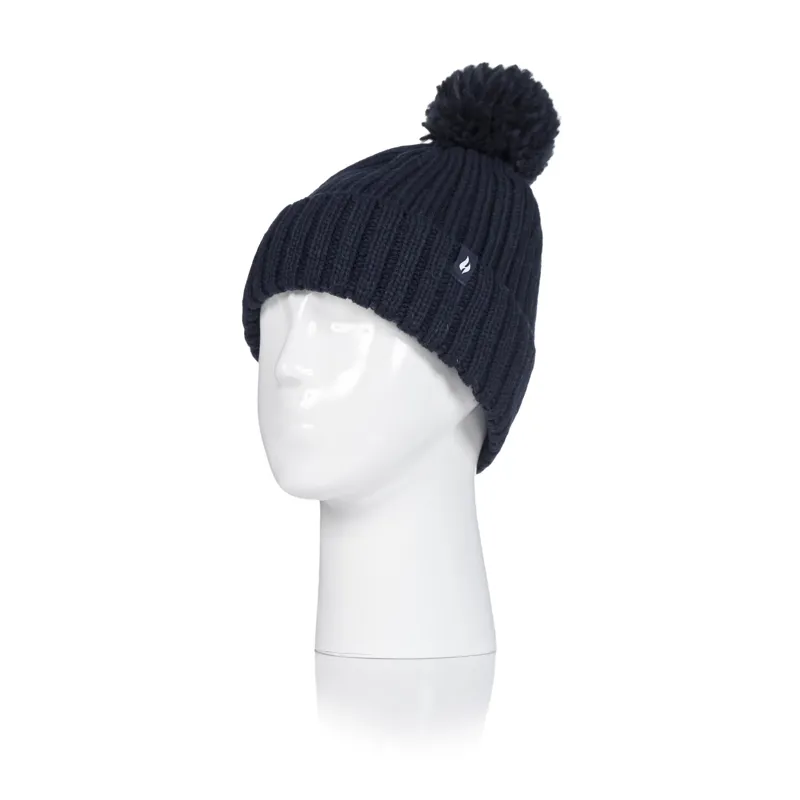 Heat Holders Ladies Arden Ribbed Pom Hat - Navy