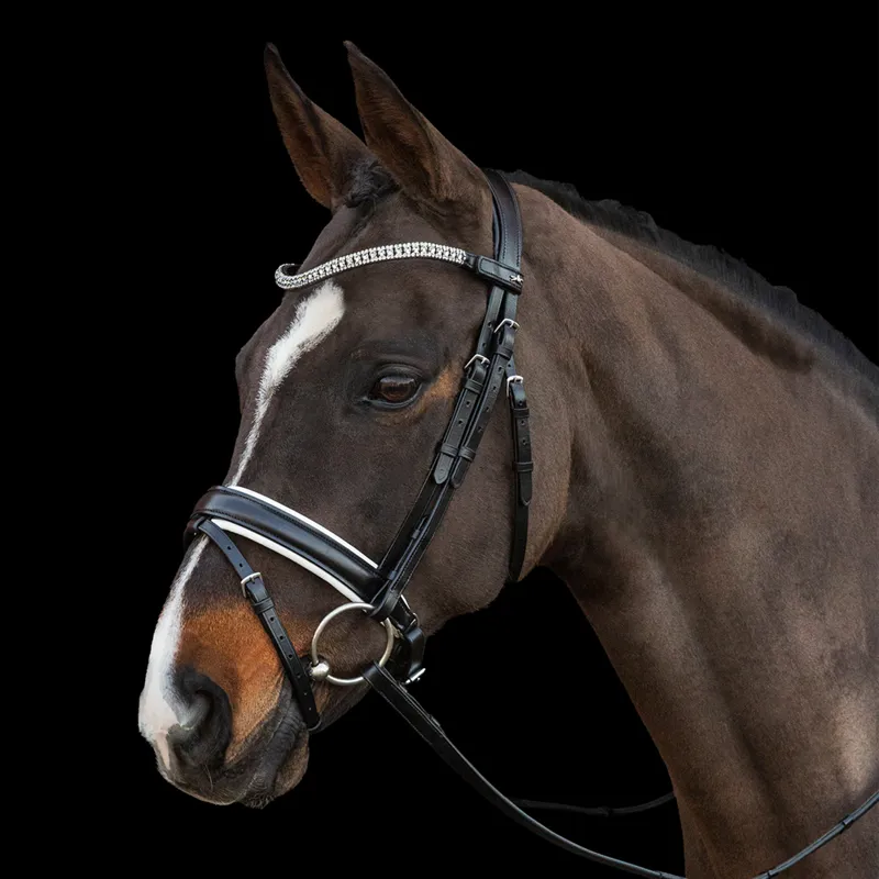 Schockemohle Malaga Bridle - Black/White/Silver-2