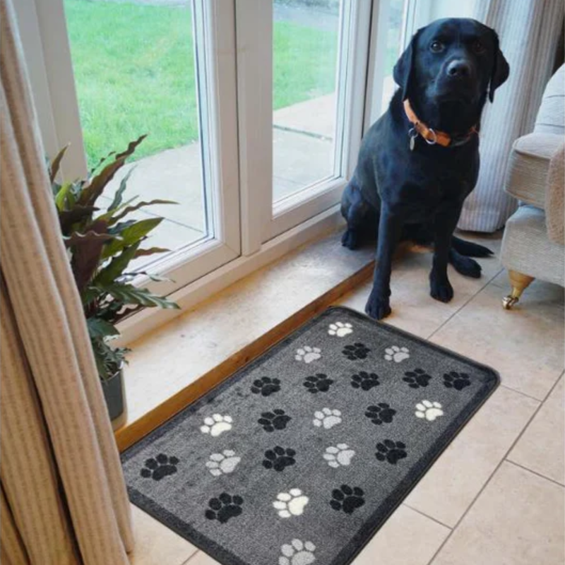 Supersoft Washable Mat - Grey Paw Print-1