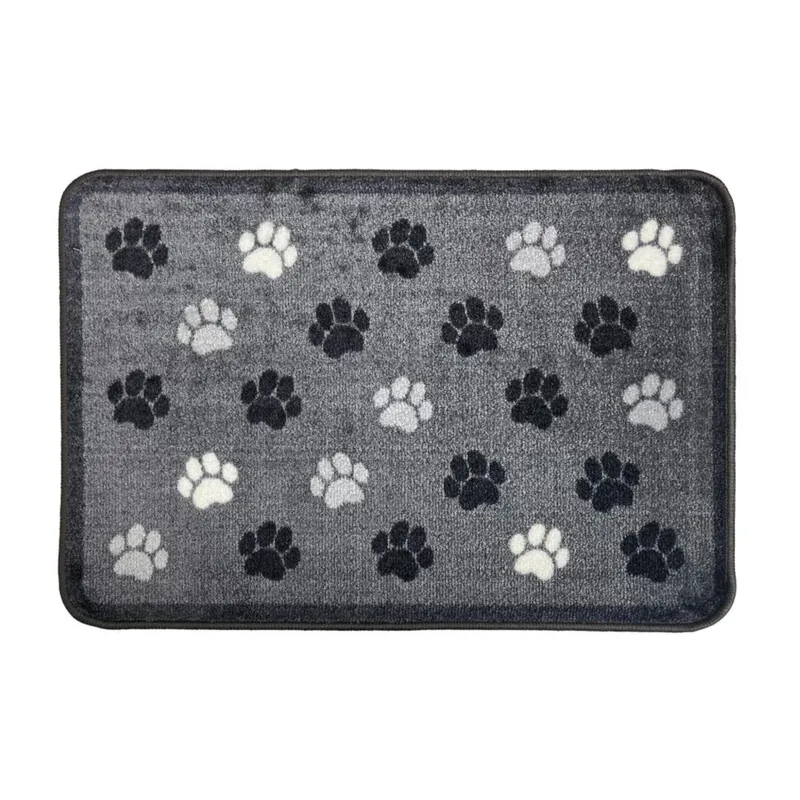 Supersoft Washable Mat - Grey Paw Print