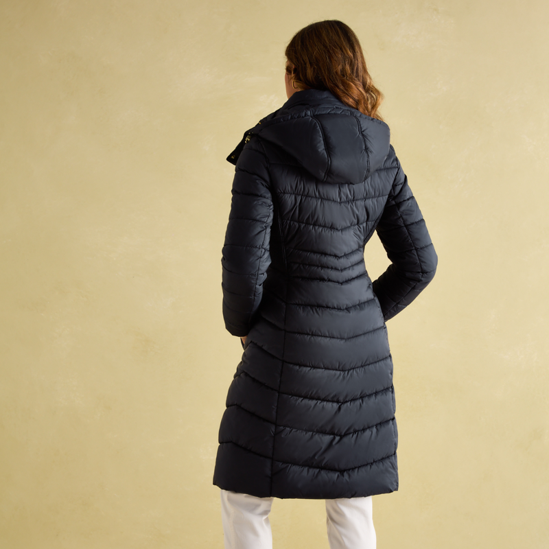 Joules Pembury Longline Padded Coat with Hood - Navy-2