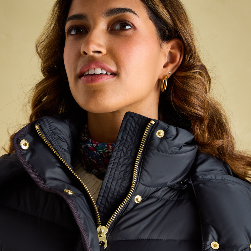 Joules Pembury Longline Padded Coat with Hood - Navy-3