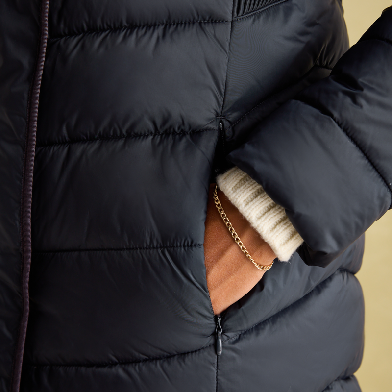 Joules Pembury Longline Padded Coat with Hood - Navy-4