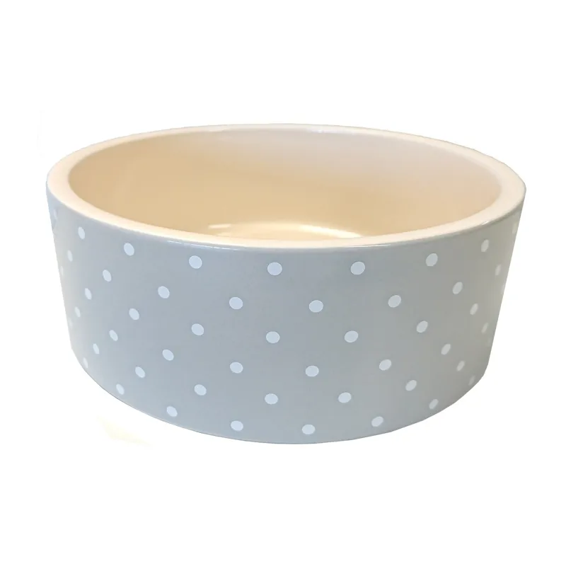 Petface Grey Spots Ceramic Bowl - GREY