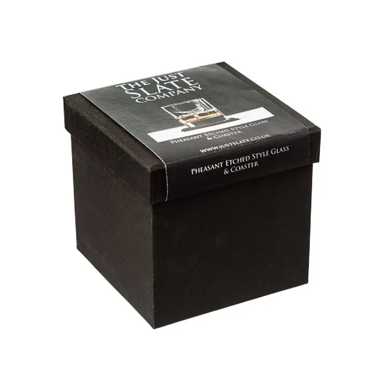 Selbrae House Pheasant Engraved Glass Tumbler and Slate Coaster Gift Set-2