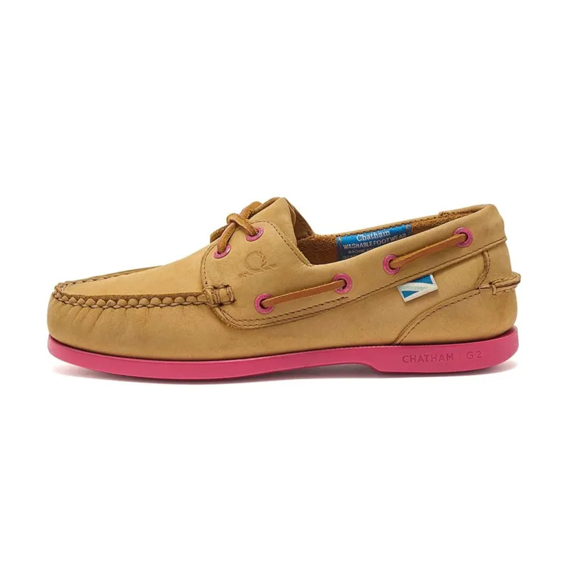 Chatham Marine Ladies Pippa G2 Deck Shoe - Pink/Tan-1