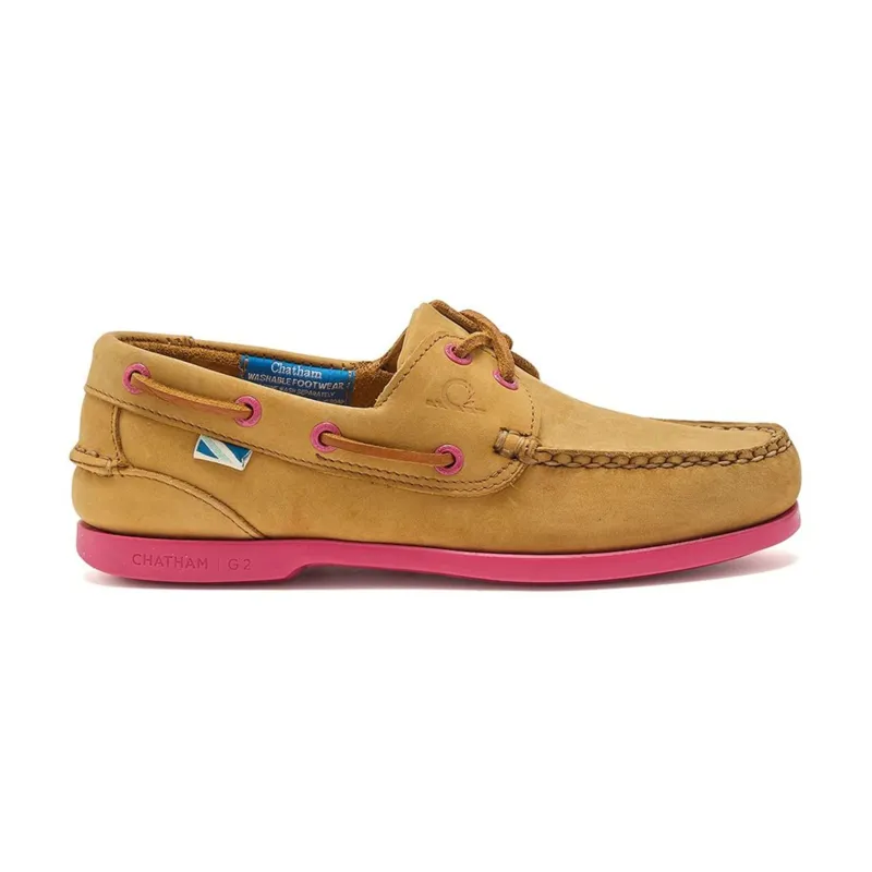 Chatham Marine Ladies Pippa G2 Deck Shoe - Pink/Tan-2
