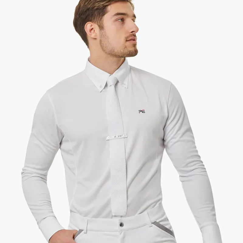 Premier Equine Giulio Mens Long Sleeved Show Shirt - White