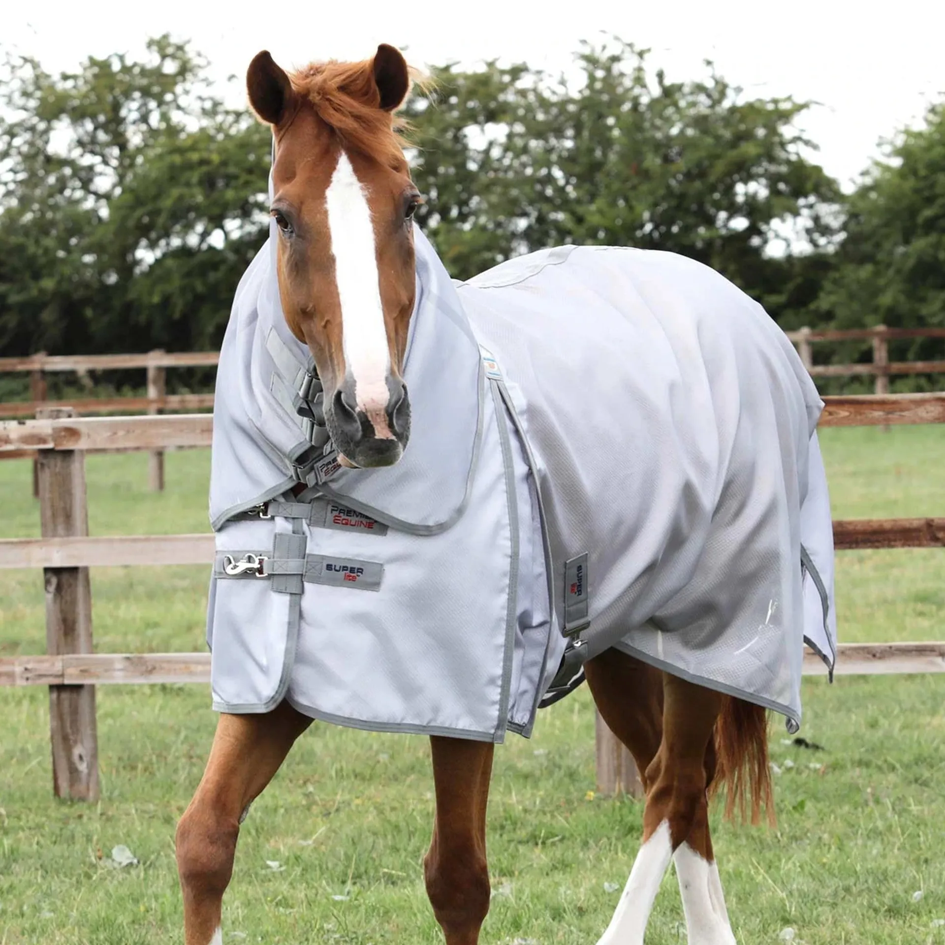 Premier Equine Super Lite Fly Rug with Surcingles Silver