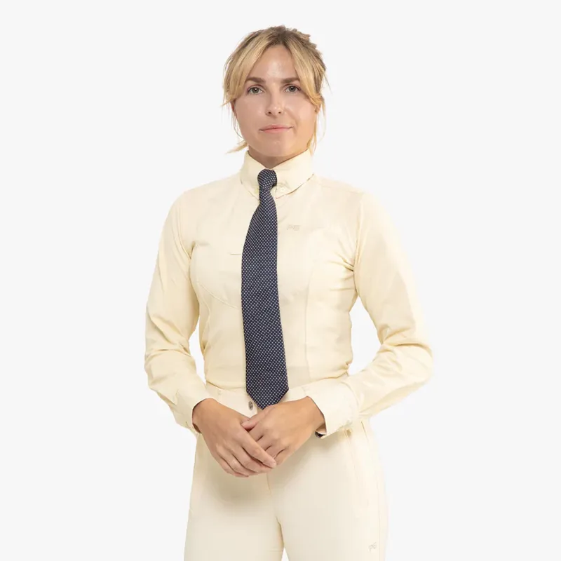 Premier Equine Tessa Ladies Long Sleeved Tie Shirt - Vanilla