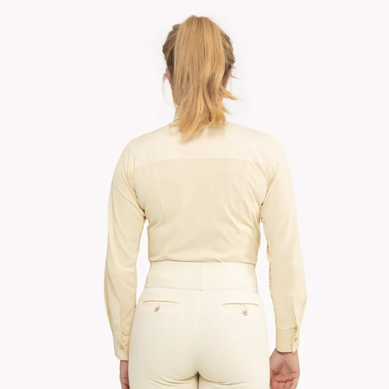 Premier Equine Tessa Ladies Long Sleeved Tie Shirt - Vanilla-2