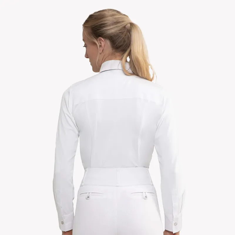 Premier Equine Tessa Ladies Long Sleeved Tie Shirt - White-2