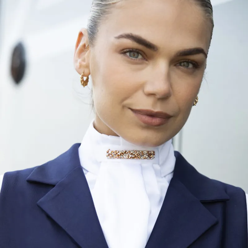 Equetech Crystal Deluxe Ready-Tied Stock - Rose Gold-1