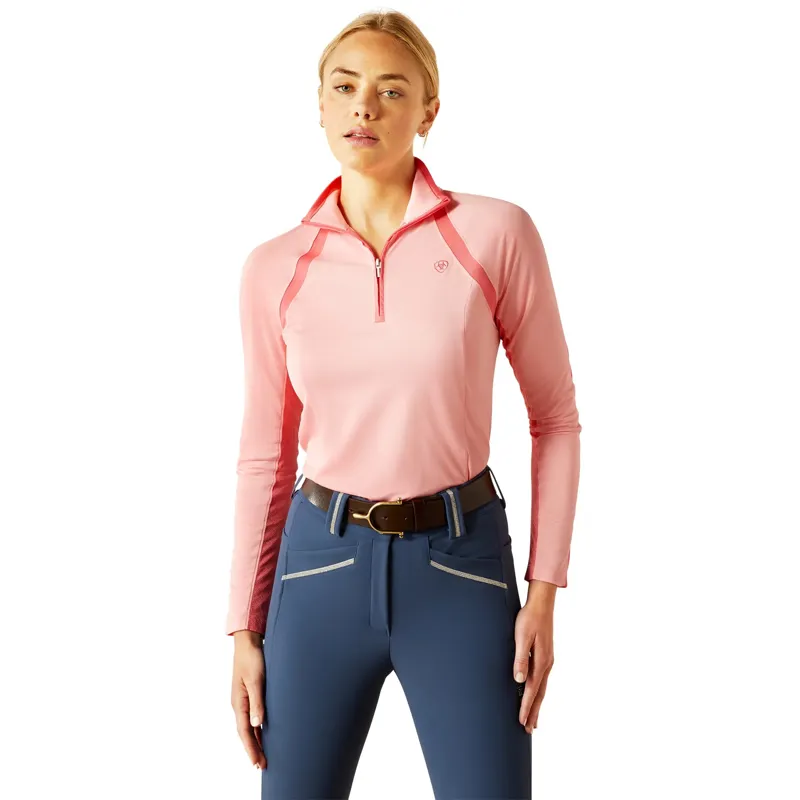 Ariat Ladies Sunstopper 3.0 1/4 Zip Baselayer - Flamingo Pink