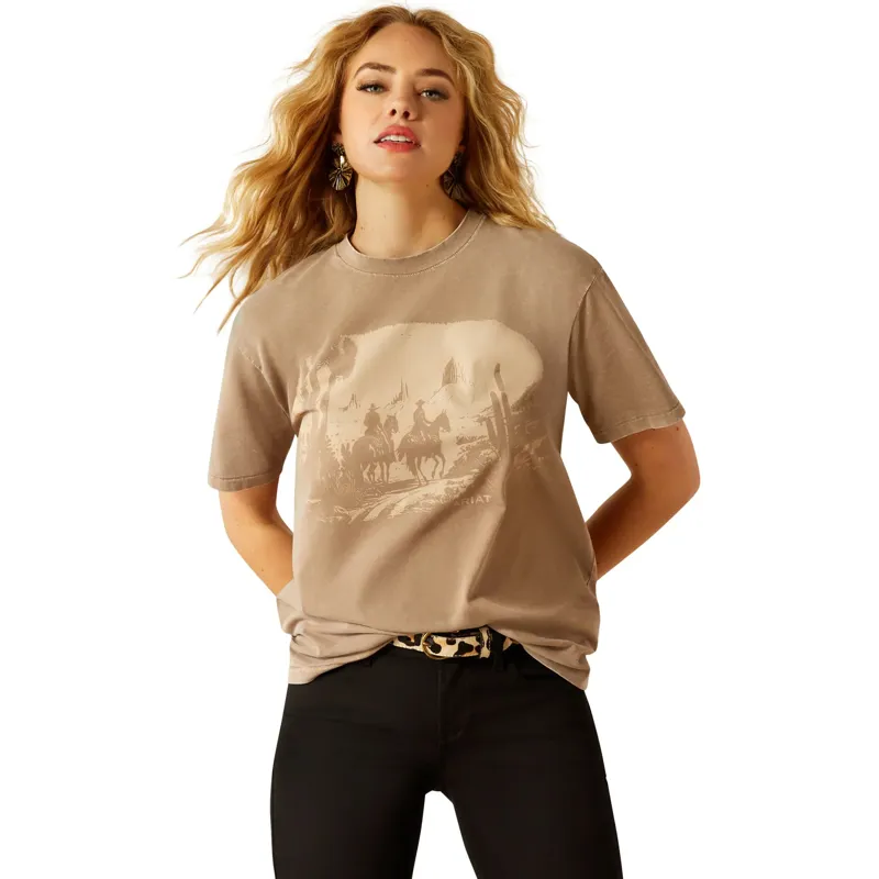 Ariat Ladies Western Mural T-Shirt - Washed Greige