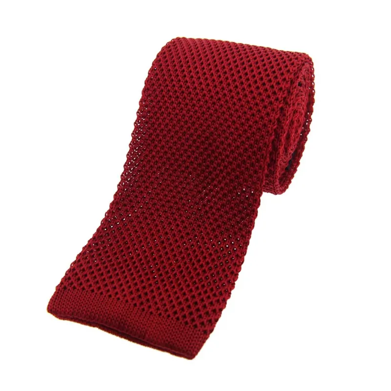 Sax Knitted Luxury Silk Square Cut Tie - Red