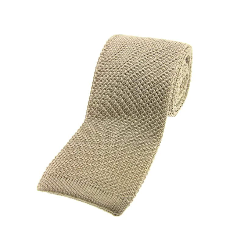 Sax Knitted Luxury Silk Square Cut Tie - Stone