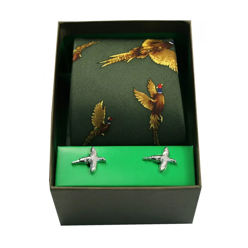 Sax Soprano Country Tie and Cufflinks Set - Pheasant 