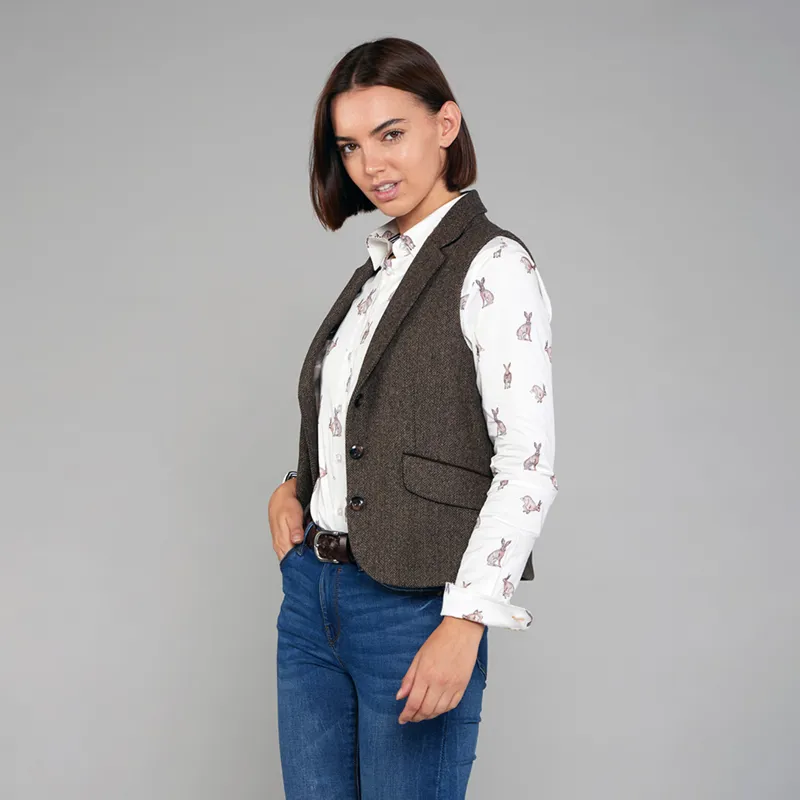 Toggi Ladies Harrow Tweed Gilet - Russet Tweed-1