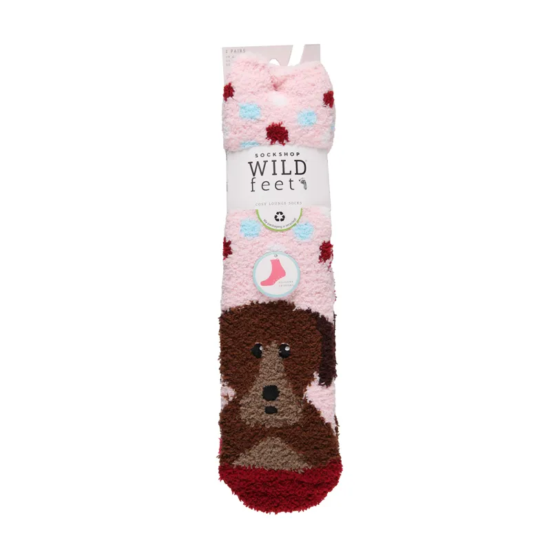 Wild Feet Kids Cosy Lounge Socks 2 Pack - Dog