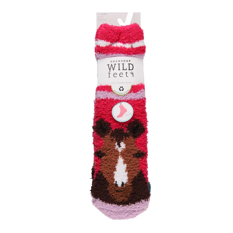 Wild Feet Kids Cosy Lounge Socks 2 Pack - Horse