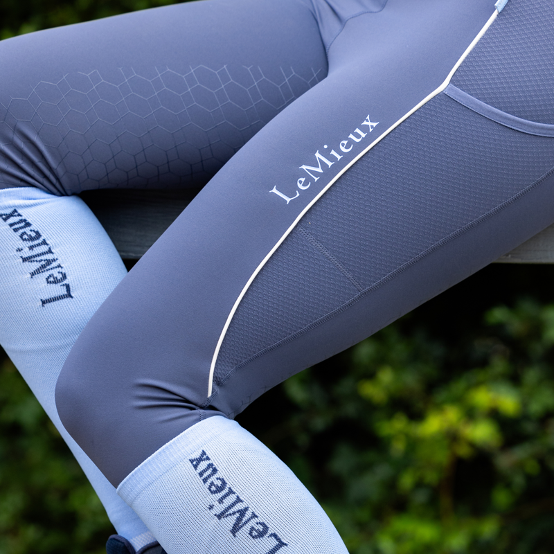 LeMieux Esme Young Rider Mesh Pull On Leggings - Dusk Blue-3