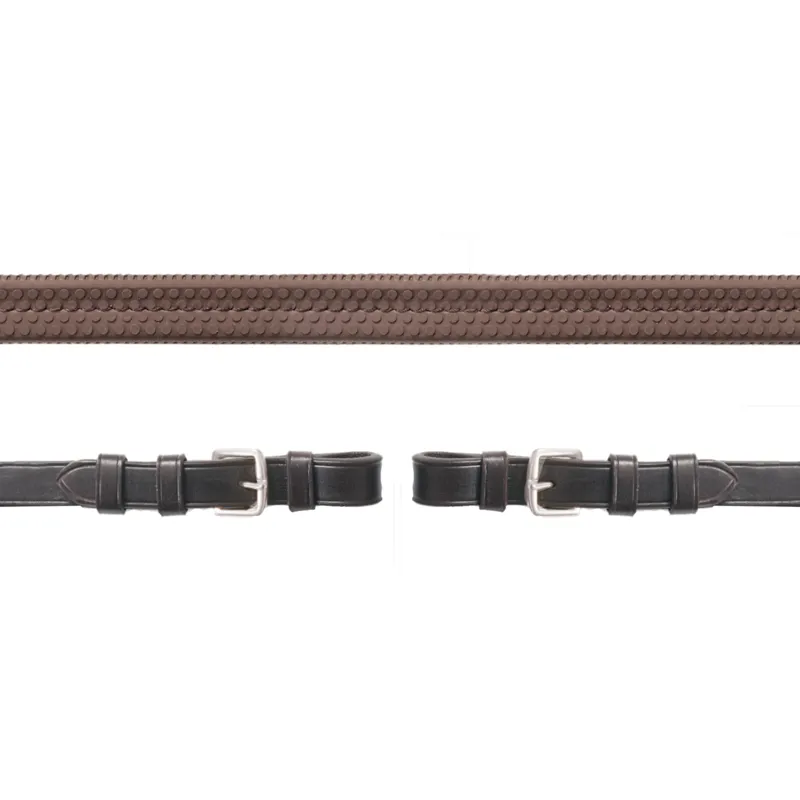 Schockemohle Buckle Rubber Reins - Brown