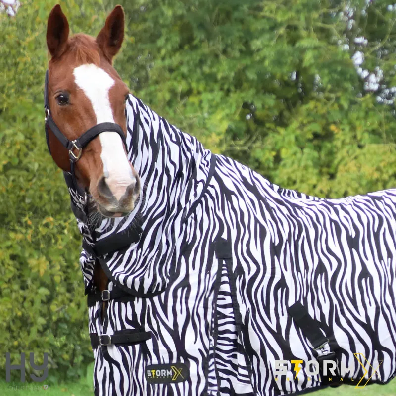 StormX Original Zebra Print Fly Rug - Black/White-1